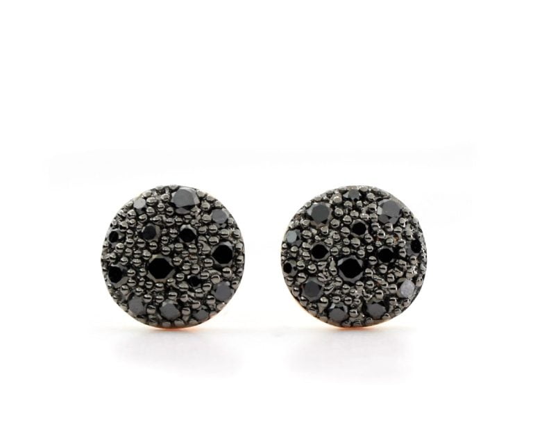 Aros Mars Black Oro Rosa 18k, con 28 Diamante Negro que suman 23 pt