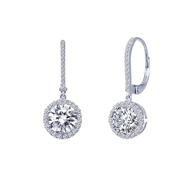 Aros Lafonn Radiance Plata baño Platino, con 2 Moissanita brillante 1 ct, 68 Moissanita brillante que suman 72 pt