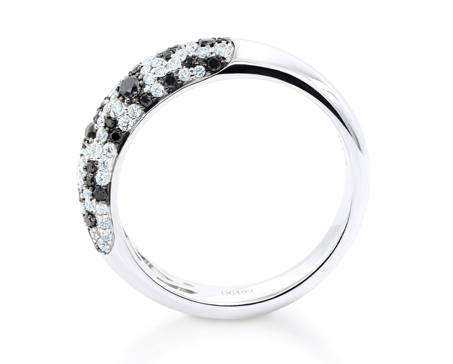 Cintillo Matiz Black Oro Blanco 18k, con 101 Diamantes Negros y Diamantes brillantes que suman 50 pt