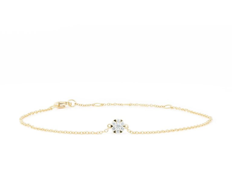 Pulsera Cluster Oro Blanco o Amarillo 18k, con 7 Diamante brillante que suman 9 pt Largo: 18 cm
