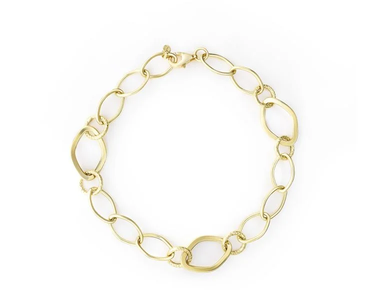 Pulsera Eslabón Variado Oro Amarillo 18k Tamaño: 2,7 gr 17 cm