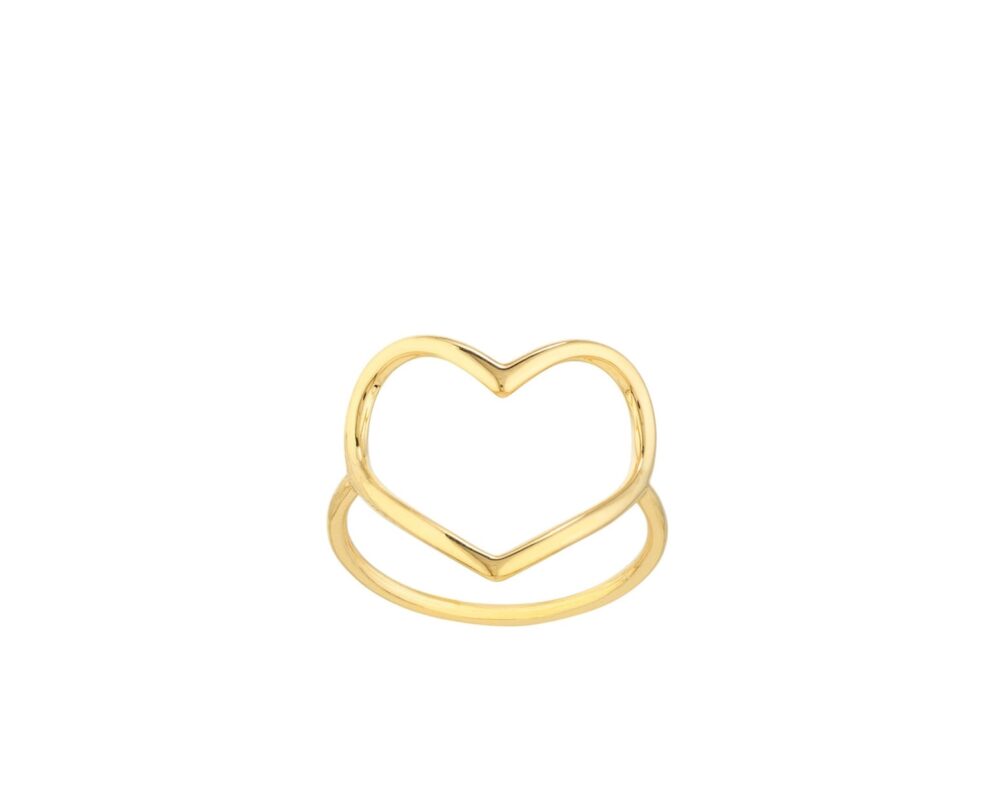 Oro Amarillo 14k Anillo Corazón Abierto