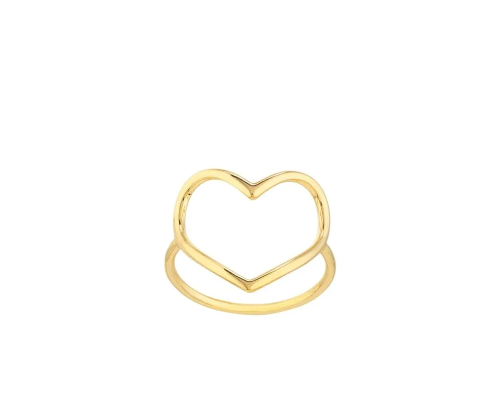 Oro Amarillo 14k Anillo Corazón Abierto