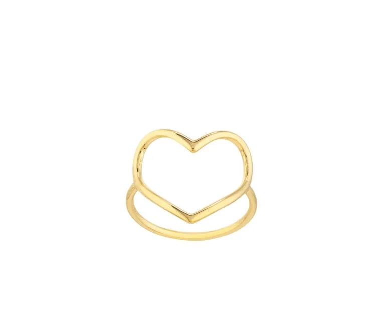 Oro Amarillo 14k Anillo Corazón Abierto