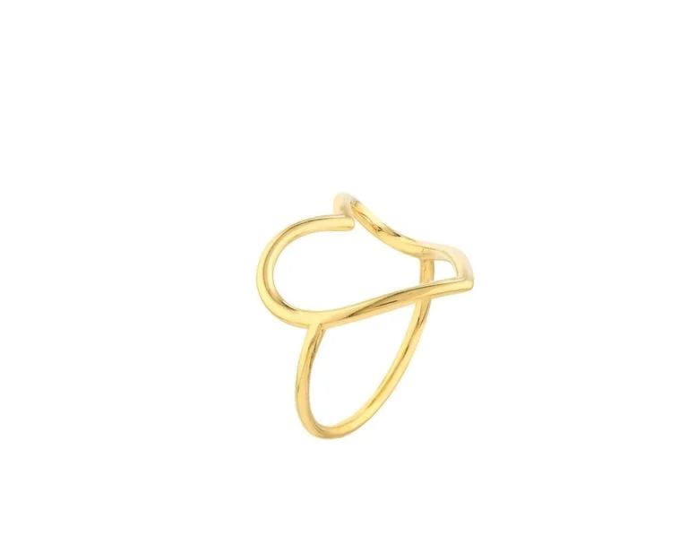 Oro Amarillo 14k Anillo Corazón Abierto