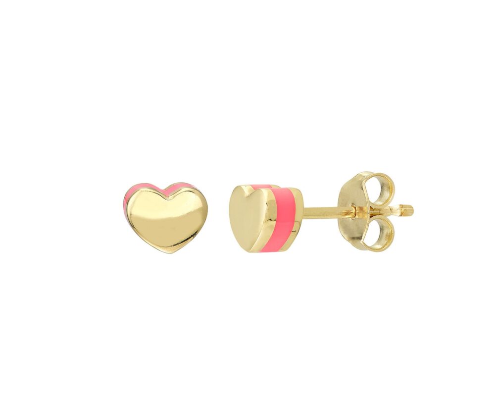 Oro Amarillo 14k Aros Corazon Fluor