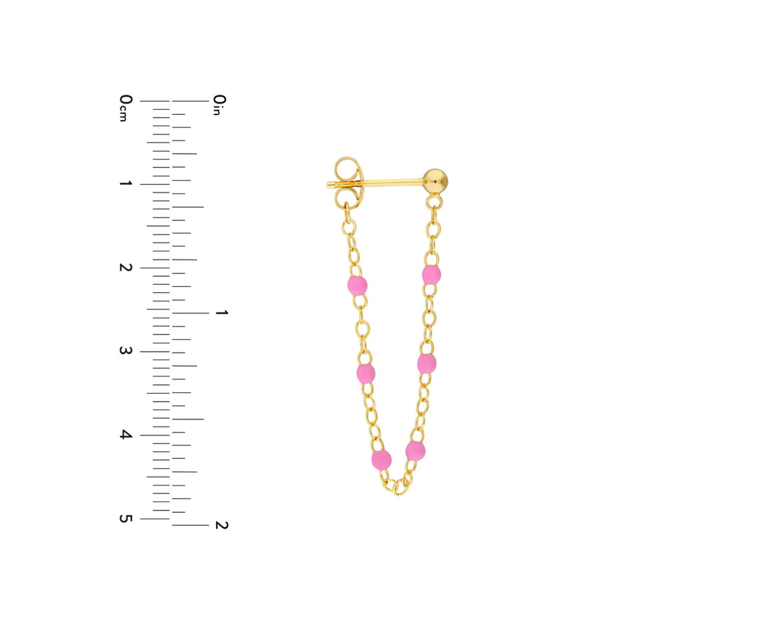 Aros Pendientes Boho Pink Oro Amarillo 14k y mostacilla.