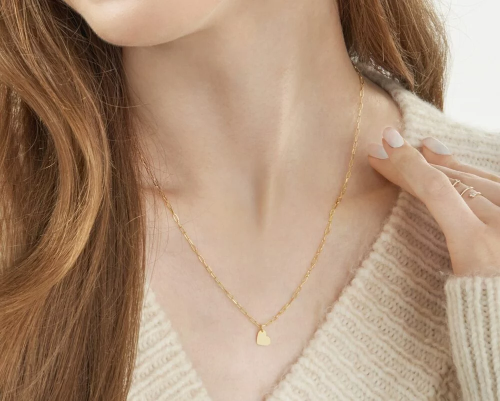 Oro Amarillo 14k Collar Tersa Heart